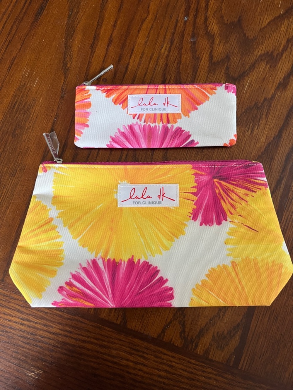 Clinique Floral Cosmetic Pouch Set in Yellow and Pink